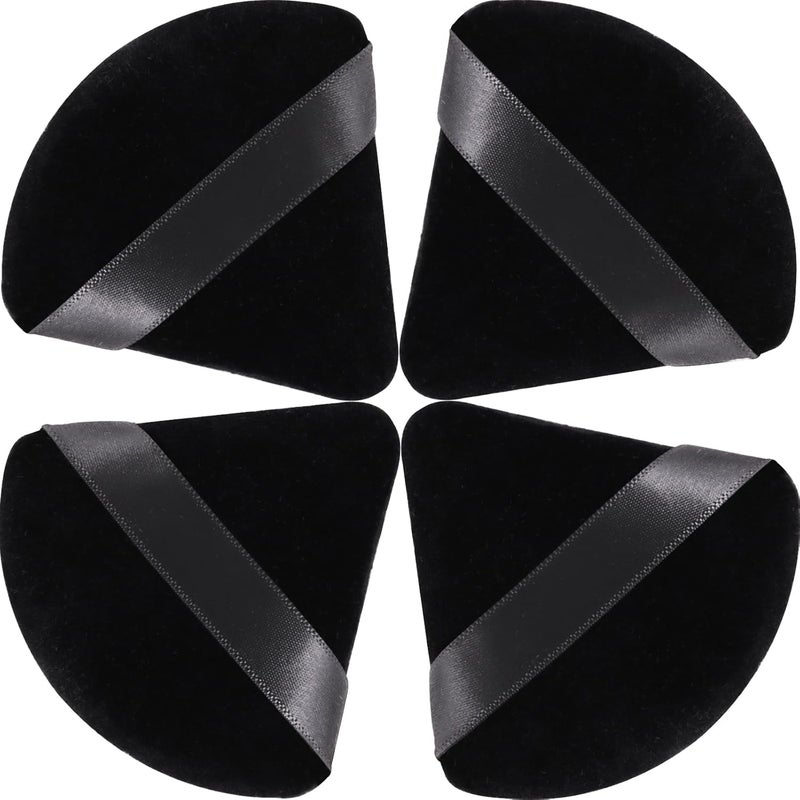 JOLY Triangle Powder Puff Face Makeup Sponge Beauty Blender Stocking Stuffers Puffs for Women apply Loose Powder and Foundation (4Pcs Black) - Image 1